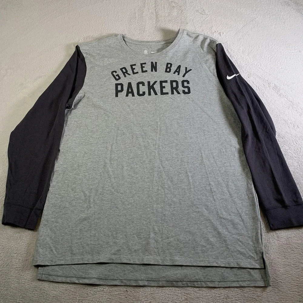 Green Bay Packers Shirt Mens XL Gray NFL Football Nike Long Sleeve‎ Crewneck